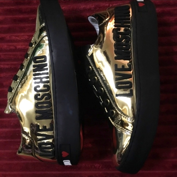 Love Moschino Metallic Golden Sneakers - Picture 3 of 5